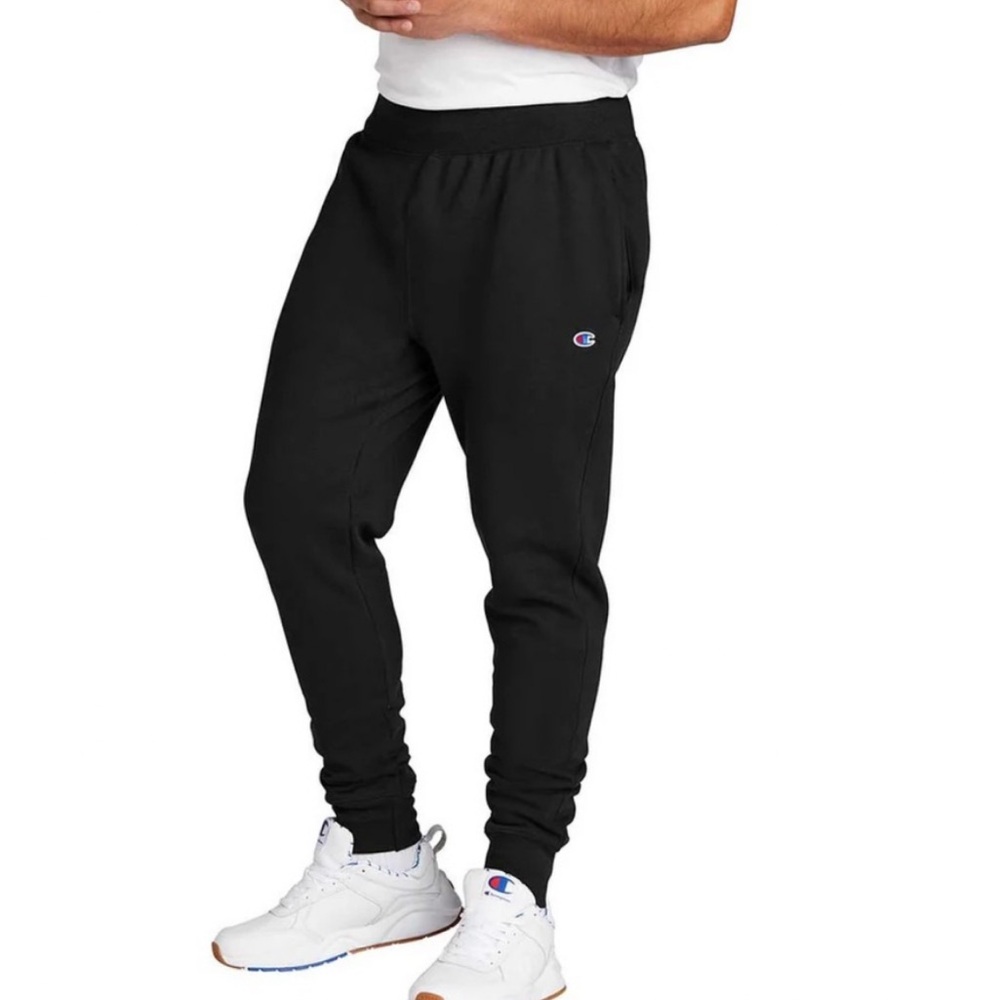 CHAMPION Mens Black Tapered Track Pants Ankle Zip Joggers Size Large